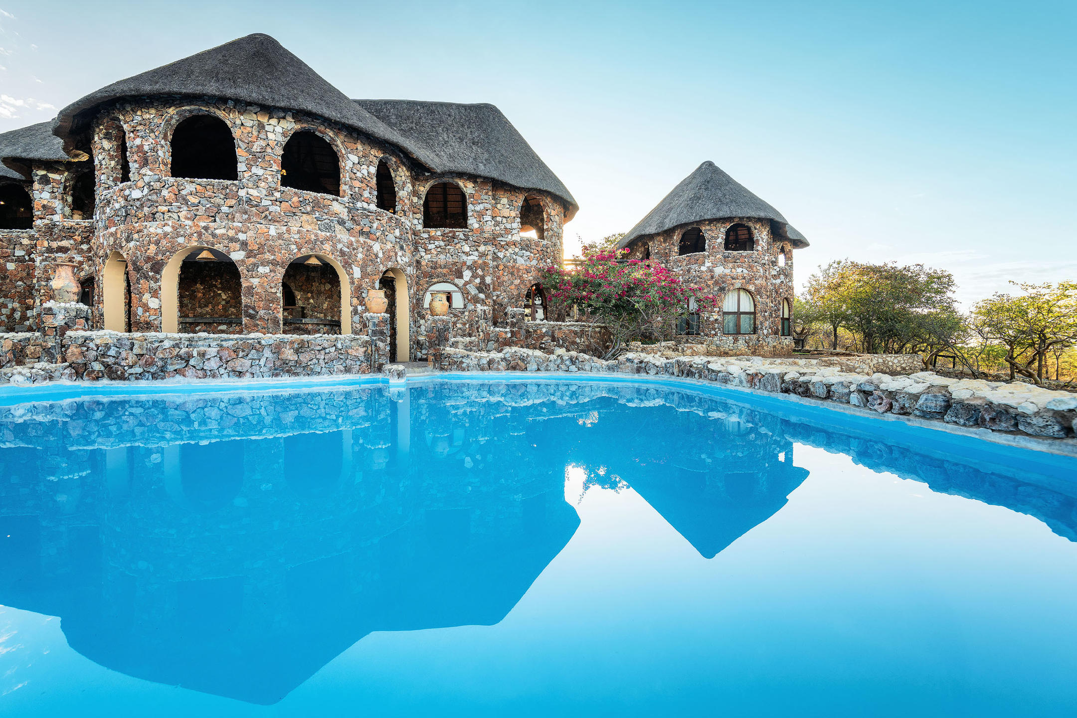 Swimming pool area with panoramic views at Eagle Tented Lodge