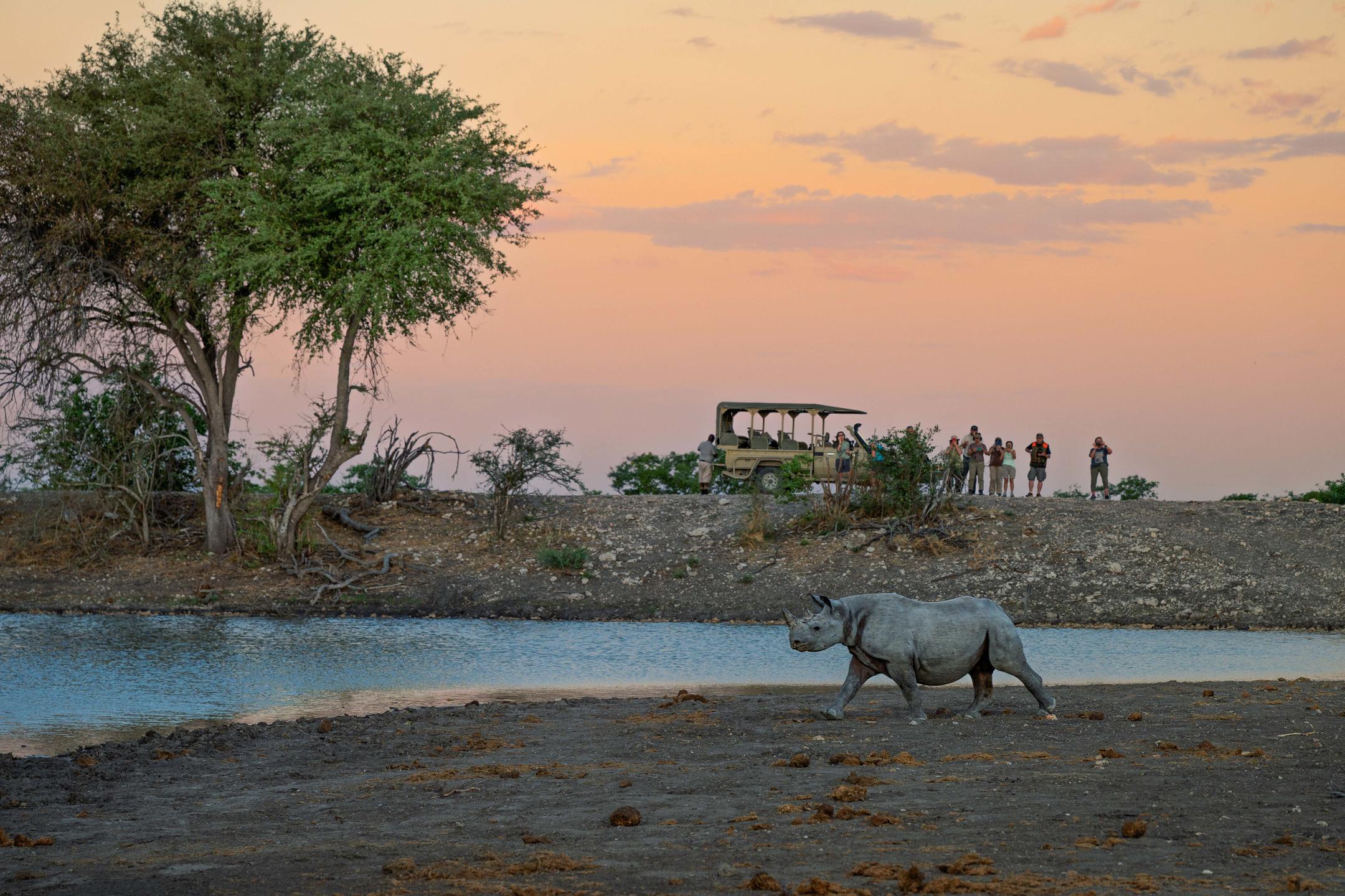Scenic safari sundowner with views over the Namibian wilderness