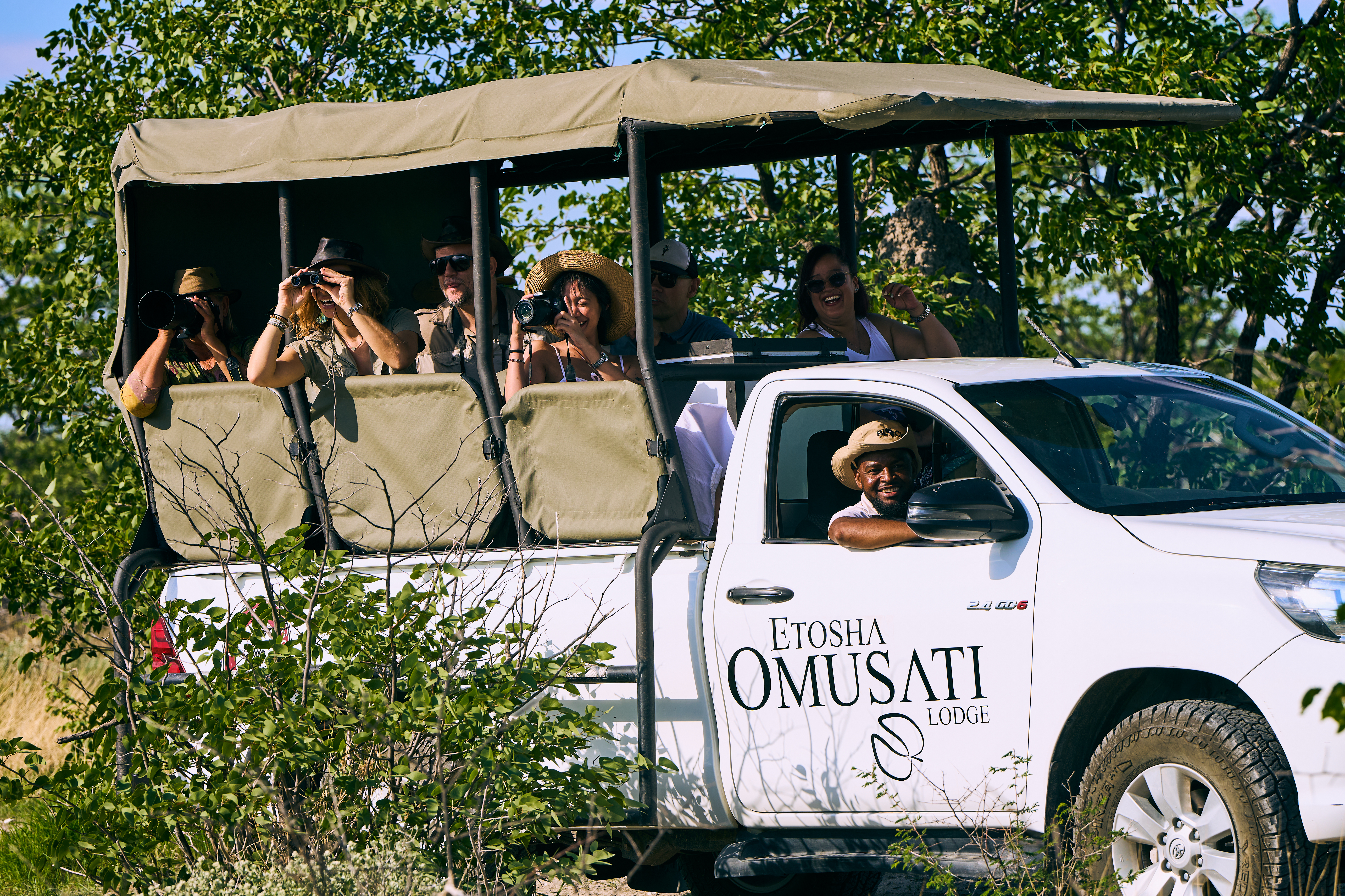 Guided Safari Vehicle entering Etosha