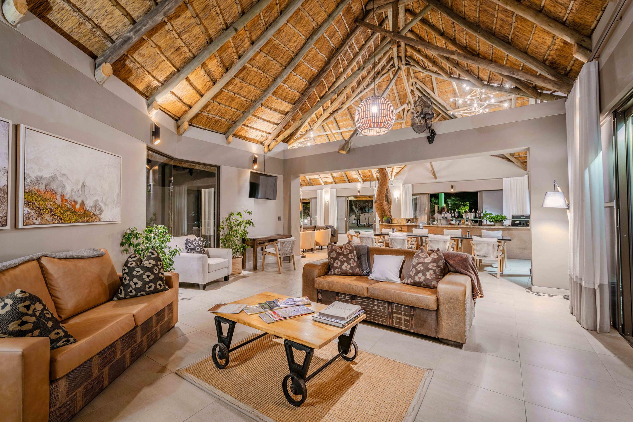 Light and airy interior lounge area for guests