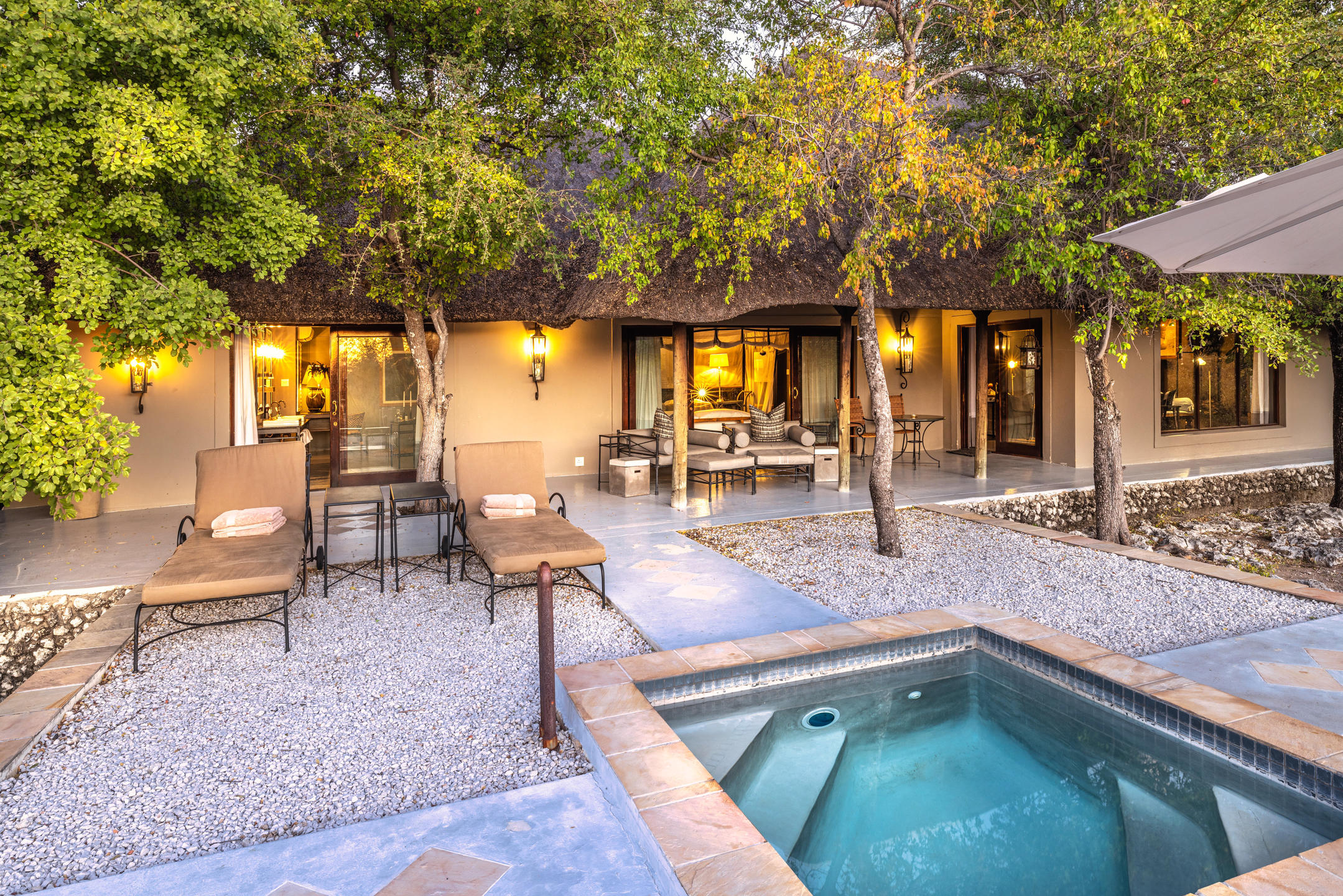 Private plunge pool tucked into the Namibian bush
